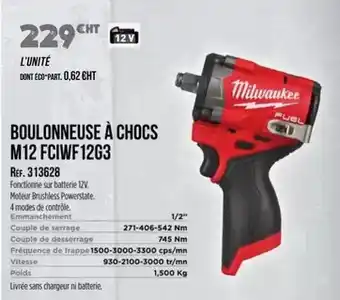 Master Pro Milwaukee - boulonneuse a chocs m12 fciwf 12g3 offre