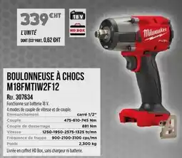 Master Pro Milwaukee - boulonneuse a chocs m18fmitiv2f12 offre