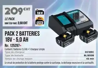 Master Pro Pack 2 batteries 18v-5,0 ah offre