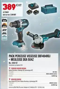 Master Pro Bosch - pack perceuse visseuse ddf484rgj + meuleuse dga 504z offre