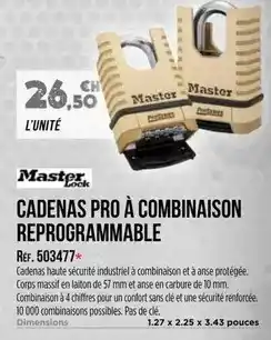 Master Pro Cadenas pro a combinaison re programmable offre