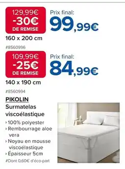 Costco Surmatelas viscoelatique offre