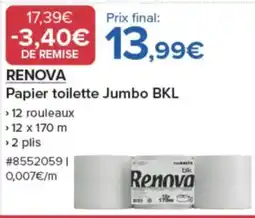 Costco RENOVA Papier toilette Jumbo BKL offre