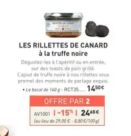 Comtesse du Barry Les rillettes de canard à la truffe noire offre