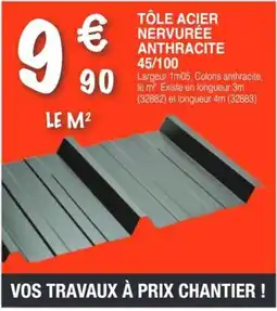 Chretien Matériaux Tôle acier nervurée anthracite 45/100 offre