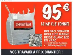 Chretien Matériaux Big bag gravier roulé de marne beige-blanc 8/20 en vrac offre