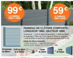 Chretien Matériaux Panneau de clôture composite - longueur 1m80, hauteur 1m80 offre