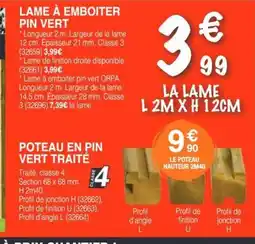 Chretien Matériaux Lame à emboiter pin vert offre
