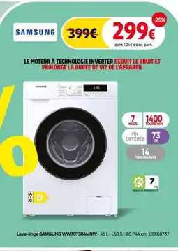 Darty SAMSUNG Lave-linge WW70T304MBW offre