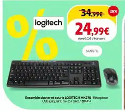 Darty LOGITECH Ensemble clavier et souris offre