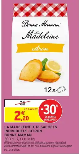 Intermarché Hyper BONNE MAMAN La madeleine x 12 sachets individuels citron offre