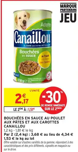 Intermarché Hyper CANAILLOU Bouchées en sauce au poulet aux pâtes et aux carottes offre