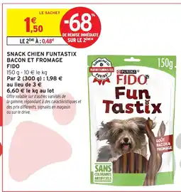 Intermarché Hyper FIDO Snack chien funtastix bacon et fromage offre