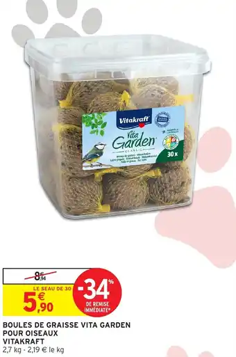 Intermarché Hyper VITAKRAFT Boules de graisse vita garden pour oiseaux offre