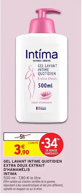 Intermarché Hyper INTIMA Gel lavant intime quotidien extra doux extrait d'hamamélis offre