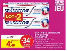 Intermarché Hyper SENSODYNE Dentifrice quotidien double action et gencives offre