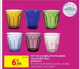 Intermarché Hyper DURALEX Set de 6 gobelets picardie couleurs offre