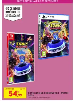 Intermarché Hyper Sonic racing crossworld - switch sega offre
