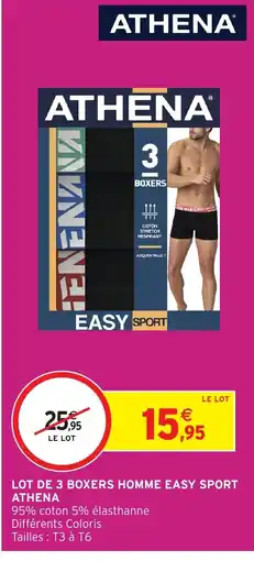 Intermarché Hyper ATHENA Lot de 3 boxers homme easy sport offre