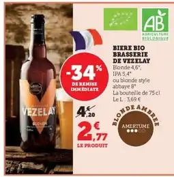 U Express BRASSERIE DE VEZELAY Biere bio offre