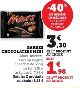 U Express Barres chocolatees mini offre