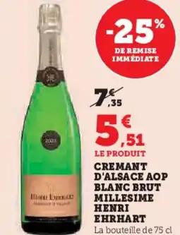 U Express HENRI EHRHART Cremant d'alsace aop blanc brut millesime offre
