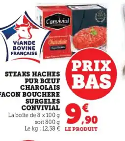 U Express CONVIVIAL Steaks haches pur bœuf charolais facon bouchere surgeles offre