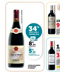 Hyper U Côtes du rhône aop rouge e. guigal offre