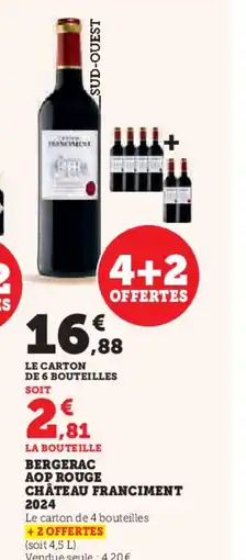 Hyper U Bergerac aop rouge château franciment 2024 offre