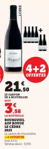 Hyper U Bourgueil aop rouge le cèdre 2023 offre