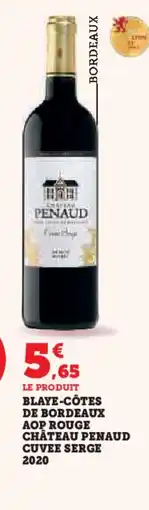 Hyper U Blaye-côtes de bordeaux aop rouge château penaud cuvee serge 2020 offre
