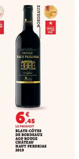 Hyper U Blaye-côtes de bordeaux aop rouge château haut perdrias 2019 offre
