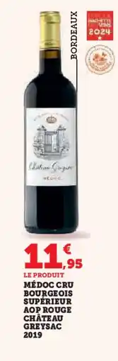 Hyper U Médoc cru bourgeois supérieur aop rouge château greysac 2019 offre