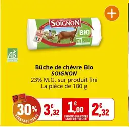 Coccinelle Express SOIGNON Bûche de chèvre Bio offre