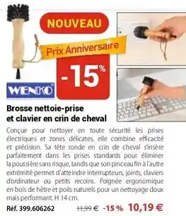 Mathon Wenko - brosse nettoie-prise et clavier en crin de cheval offre