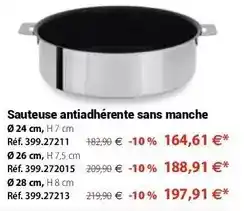 Mathon Sauteuse antiadhérente sans manche offre