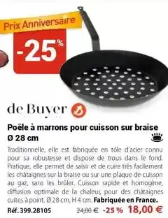 Mathon De buyer - poêle à marrons pour cuisson sur braise ø 28 cm offre