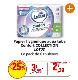 Coccinelle Supermarché LOTUS papier hygiénique aqua tube confort collection offre