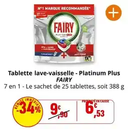 Coccinelle Supermarché Fairy - tablette lave-vaisselle - platinum plus offre