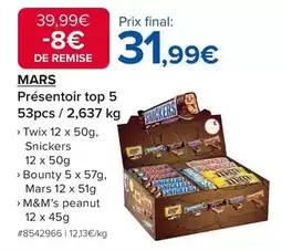 Costco Mars - présentoir top 5 53pcs offre