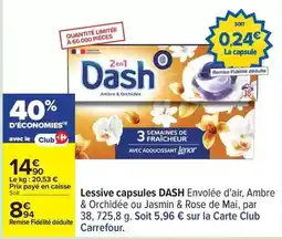 Carrefour Carrefour - lessive capsules envolée d'air, ambre & orchidée ou jasmin & rose de mai, par offre