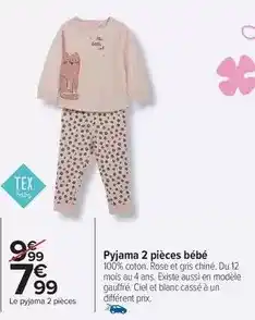 Carrefour Tex - pyjama 2 pièces bébé offre