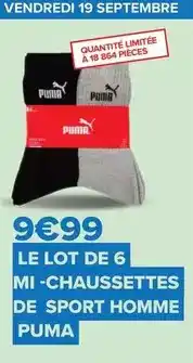 Carrefour Puma - chaussettes de sport homme offre
