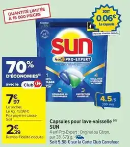 Carrefour Sun - capsules pour lave-vaisselle offre