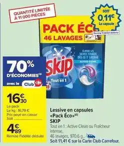 Carrefour Skip - lessive en capsules offre