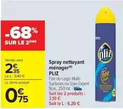 Carrefour Pliz - spray nettoyant ménager offre