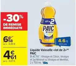Carrefour Paic - liquide vaisselle lot de 2 offre