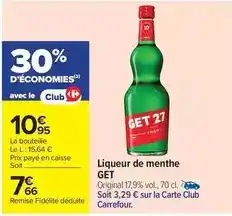 Carrefour Get - liqueur de menthe offre