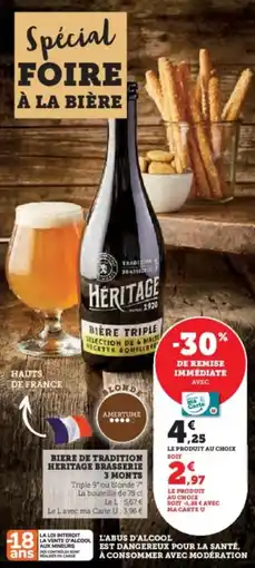 Hyper U Biere de tradition heritage brasserie 3 monts offre