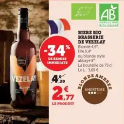 Hyper U Biere bio brasserie de vezelay offre